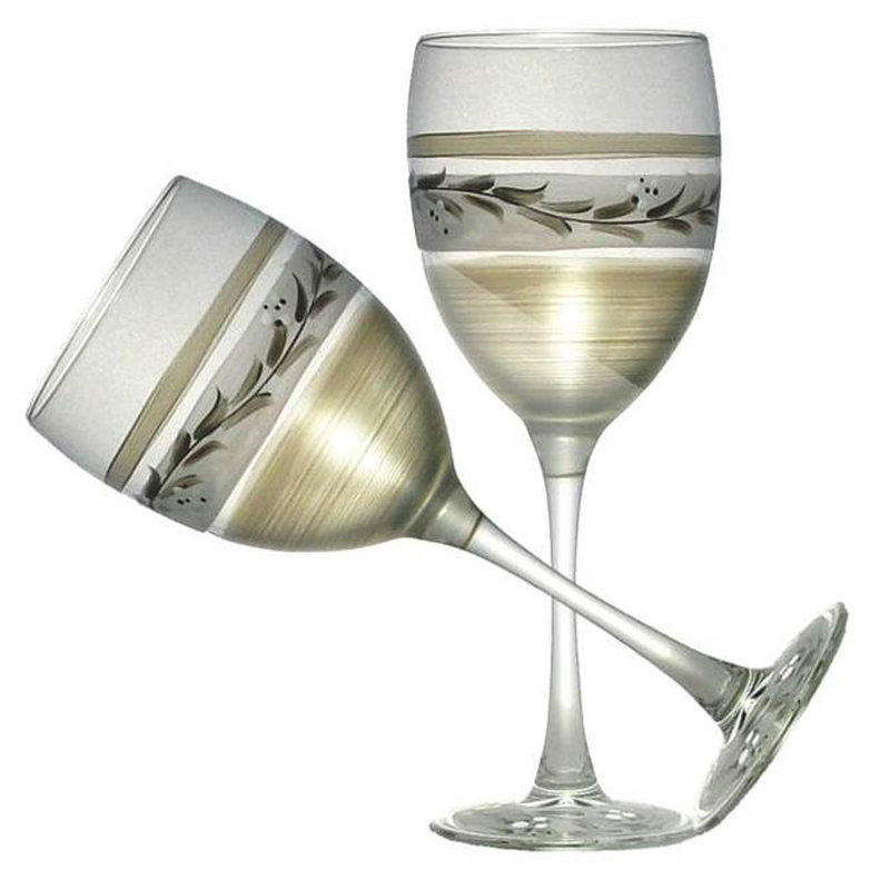 Pewter Vine 12 oz. Wine Glass Set