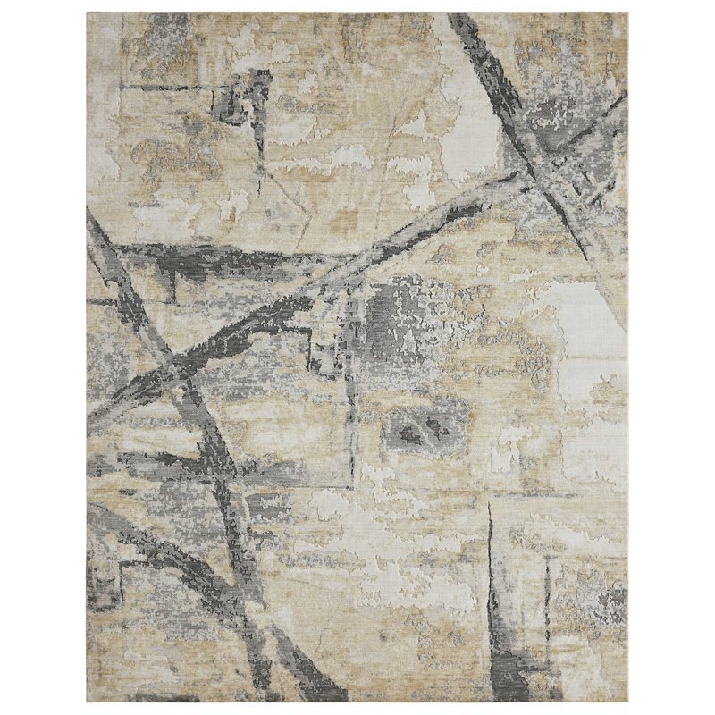 Bergamyer Wool Abstract Area Rug, Rectangle 2' x 3'