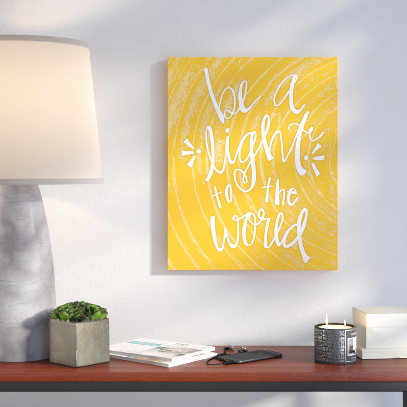 «Be the Light in the World», reproduction d'art textuel sur toile, H 10 po x l 8 po