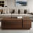 Rectangular Sliding Top Coffee Table With 2 Drawers And 2 Hidden Storage Compartments