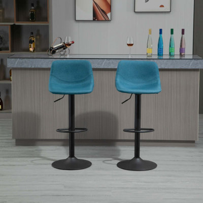 Tabourets de bar réglables 2 pièces Dayse, chaises pivotantes à hauteur de bar rembourrées avec dossier pour la cuisine, le comptoir et le bar personnel