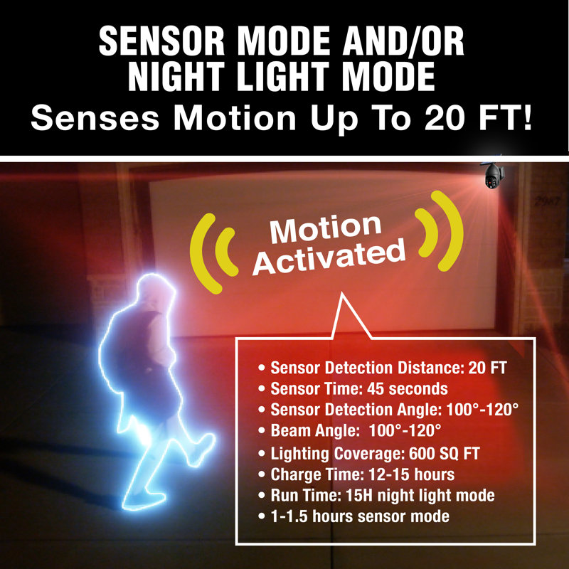 Bell & Howell Black Solar Powered Motion-Sensing LED Security Spotlight