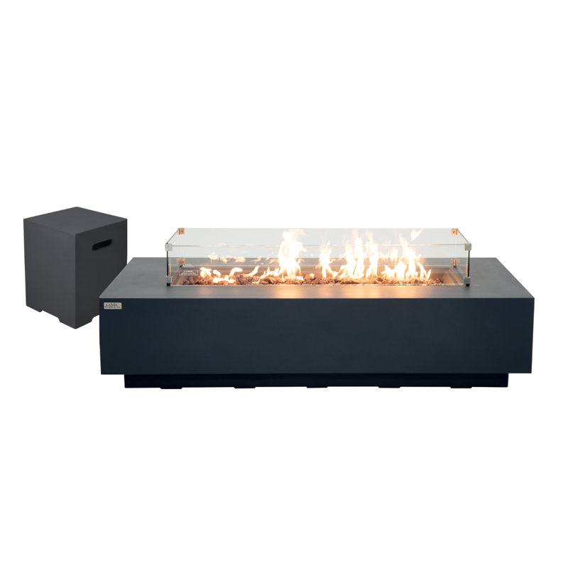 Savanah 72" Propane Fire Pit Table Bundle Includes Wind Guard, Burner Lid, & Tank Cover, Dark Gray