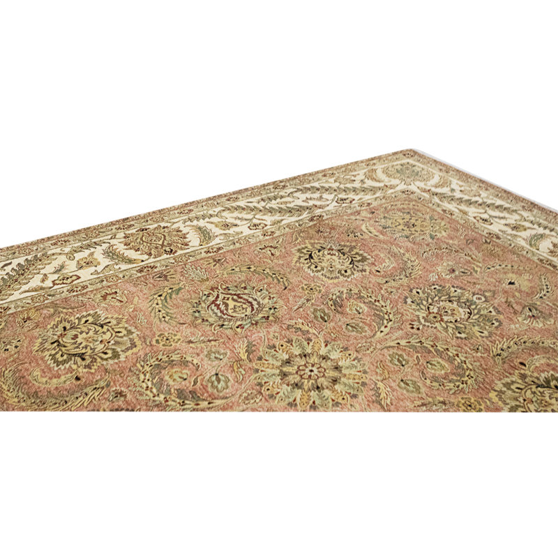 High-Quality Hand-Knotted Rust And Cream Area Rug