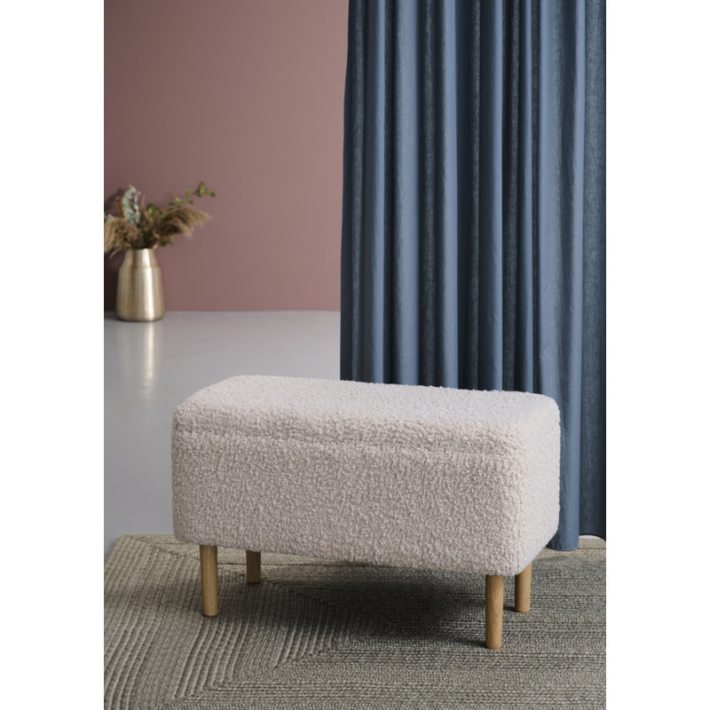 Suzette Teddy Upholstered Storage Bench, White