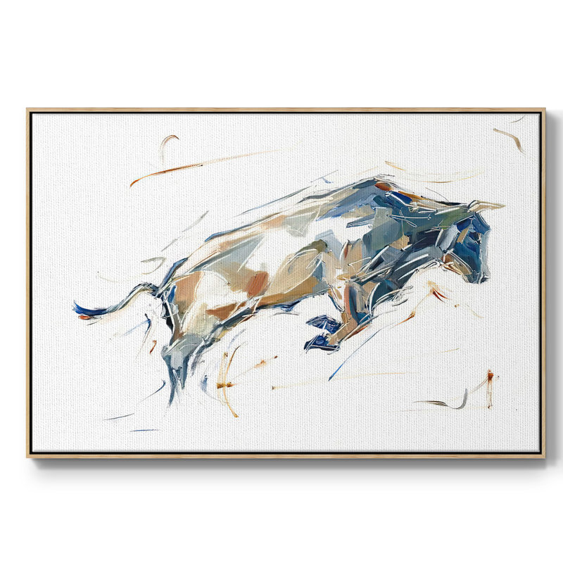 «Modern Bull Study I», reproduction encadrée sur toile, Naturel, H 25 po x l 37 po x P 2 po