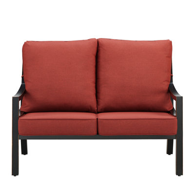 Trindle 52.12'' Wide Straight Aluminum Loveseat with Cushions