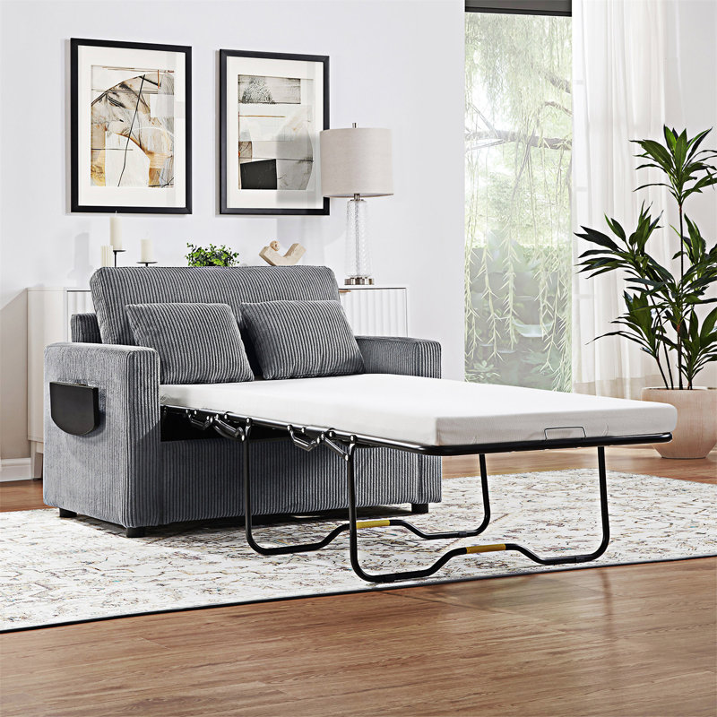 Canapé-lit avec matelas pliable, Gris