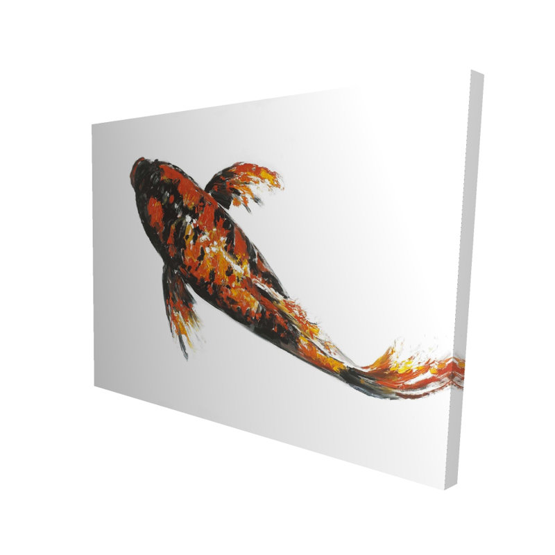 Toile de poisson rouge Koi avec papillon rouge | Décoration aquatique de salon