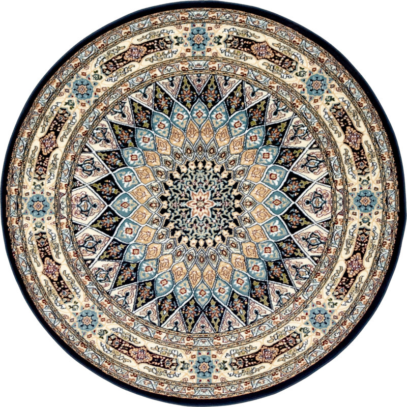 Tapis bleu Jackson Jackson, Ivory/Navy, Rond 5 pi 3 po
