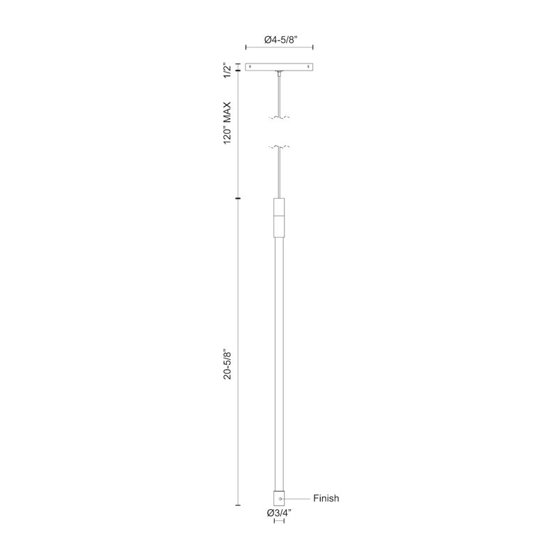Motif 1 - Light LED Pendant, 20.625" H x 0.75" W x 0.75" D