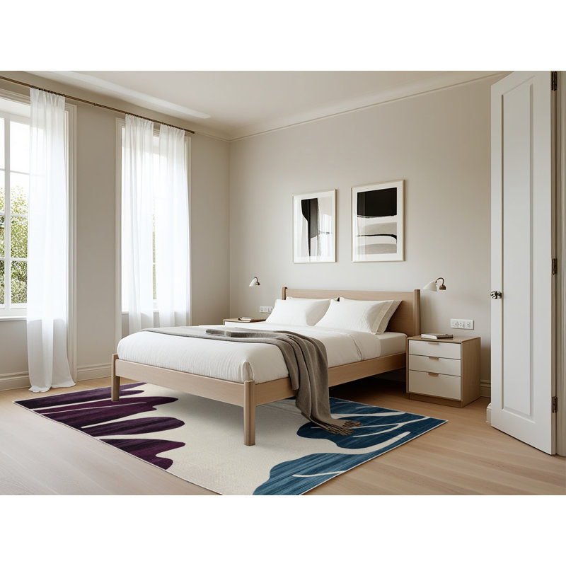 Tapis beige lavable à la machine, Rectangle 5 pi x 7 pi