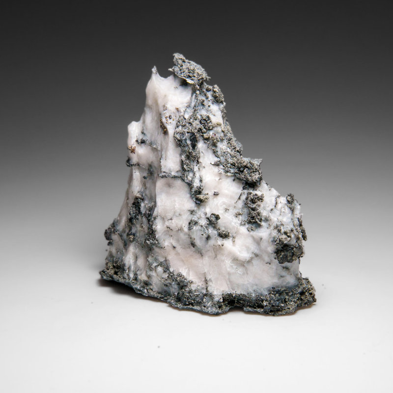 Silver On Calcite Crystal Cluster  Matrix From Bouismas Mine, Zagora, Morocco