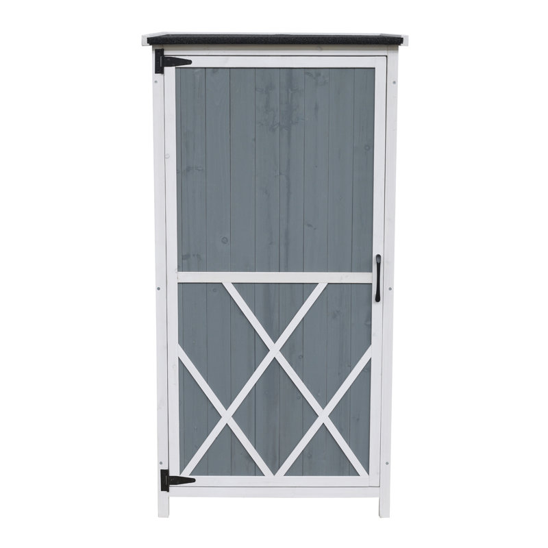 Remise de rangement 54 "deux tons - Design gris et blanc avec toit incliné et 5 compartiments
