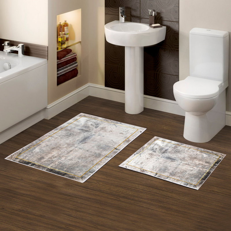 Ensemble de luxueux tapis de bain (2 pièces), 100% polyester, antidérapant, antibactérien | Dimensions: 19,7 po x 23,6 po et 23,6 po x 39,4 po | Tissu ultra-absorbant et facile à nettoyer, lavable à la machine à 86 ° F | Parfait pour la salle de bain ou le spa