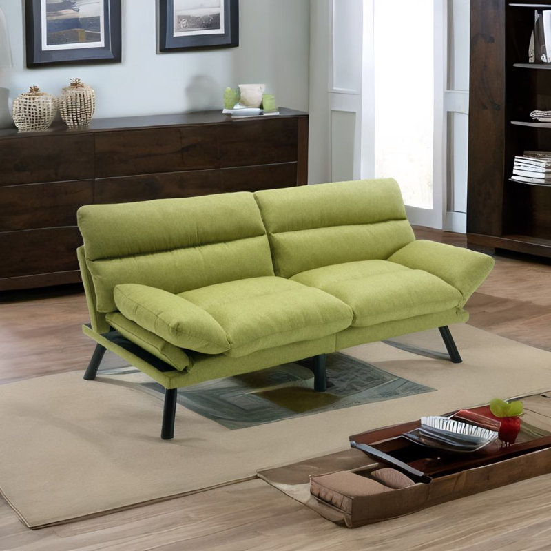 Canapé-lit avec coussin épais, Lin vert