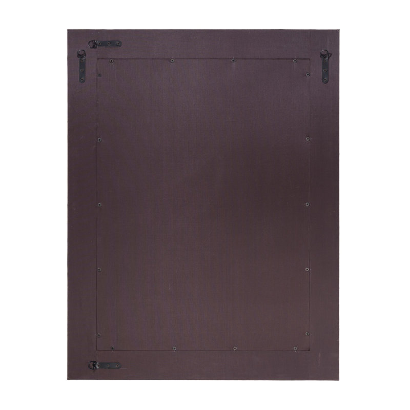 White Leather Rectangular Accent Mirror with Stitching