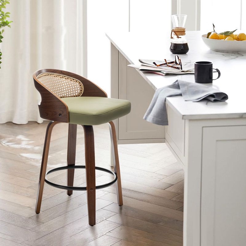 Swivel Upholstered Counter Stool, 63.5cm, Green