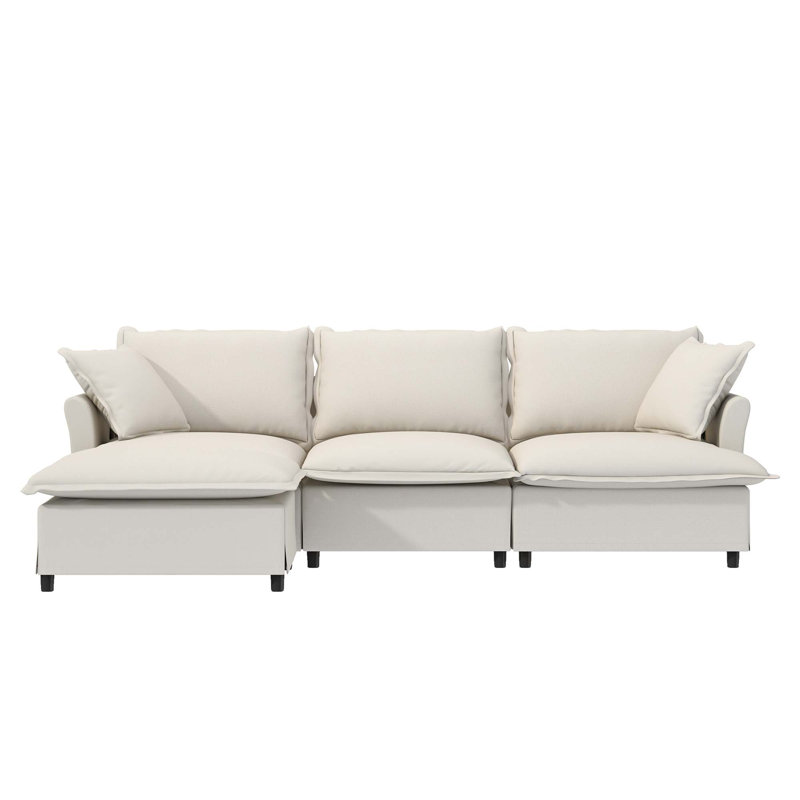 Canapé modulaire avec repose-pieds Chenille, Beige