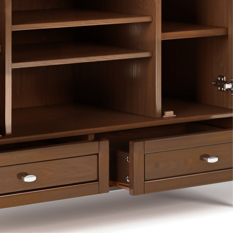 Meuble télé en bois massif brun roux Warm Shaker de 47 po de largeur pour téléviseur de 50 po ou moins