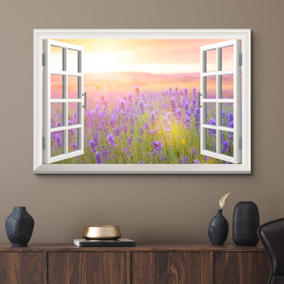 Window Scenery " Window View Of Lavender Flowers At Sunset Nature Pictures Rustic Scenic Relax Calm Ultra "