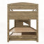 Lit superposé avec lit gigogne et trois tiroirs de rangement, escalier de rangement et garde-robe-128949016