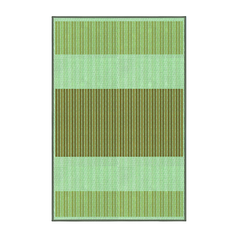 Tapis vert en laine à rayures Hyde, Rectangle 2 pi x 5 pi