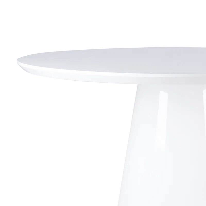 Aden High Gloss Round Dining Table with Solid Wood Pedestal, 29.92"H x 47.24"W x 47.24"L, Gloss White