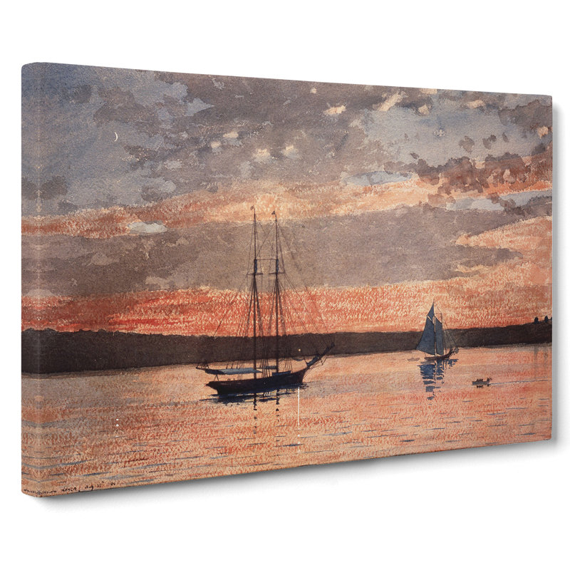 Sunset At Gloucester by Winslow Homer - Wrapped Canvas Painting, 35cm H x 60cm W x 3cm D