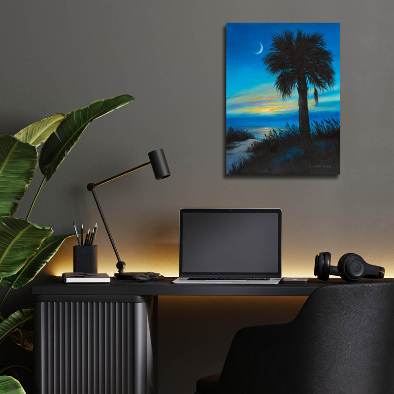  «Palmetto Dusk» par Campbell Frost, art mural en verre acrylique, 12 po x 16 po