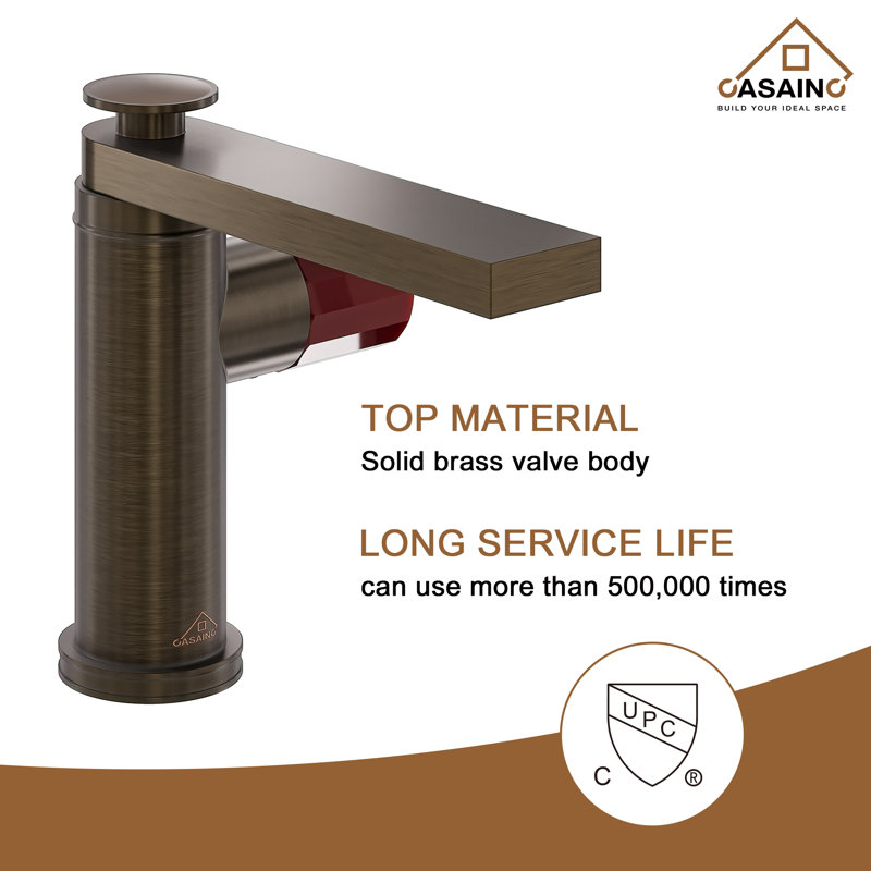 Robinet de lavabo vasque de salle de bain à un trou avec bonde escamotable en bronze brun résistant aux taches