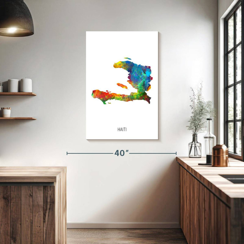 Carte d'aquarelle d'Haïti I, H 39 po x l 26 po