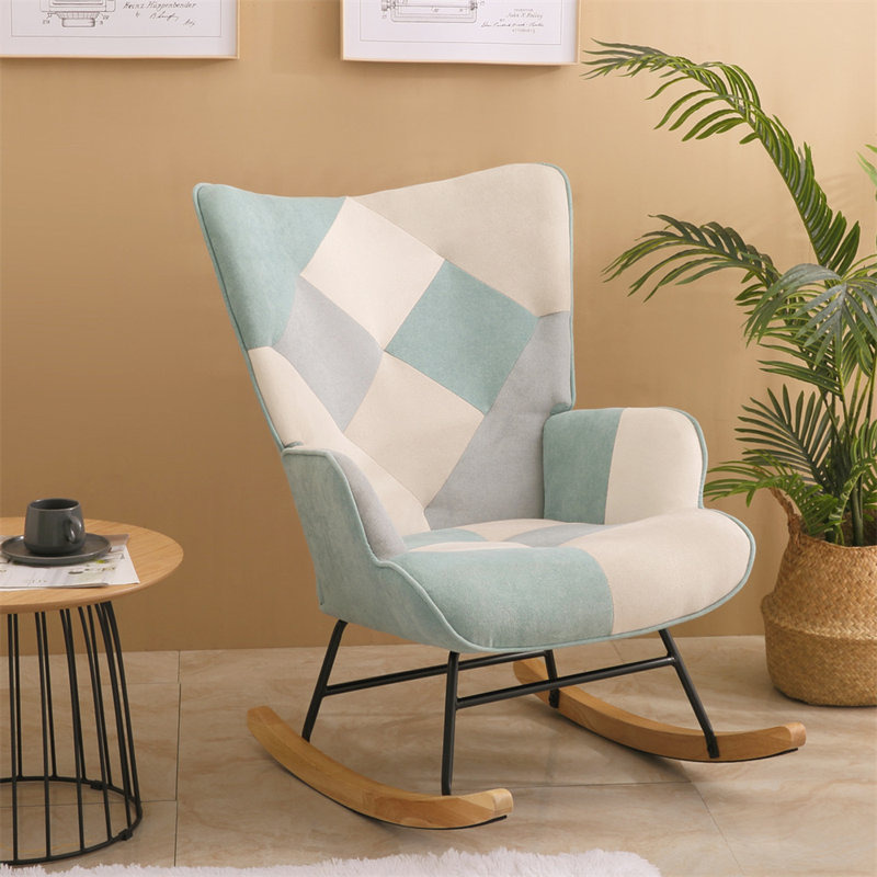 Chaise berçante Gerbrig, Bleu / beige / gris