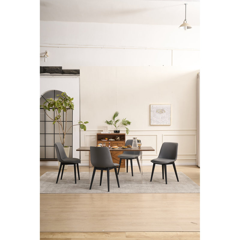 Chaise de salle à manger, ensemble de 4 chaises de salle à manger de cuisine modernes, chaises d'appoint de salle à manger rembourrées en plastique avec pieds en plastique