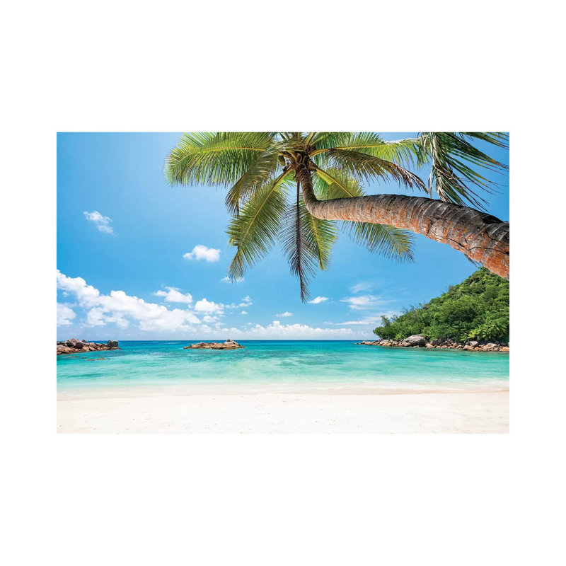 Tropical Beach With Palm Tree by Jan Becke - No Frame Gallery-Wrapped Canvas Giclée on Canvas