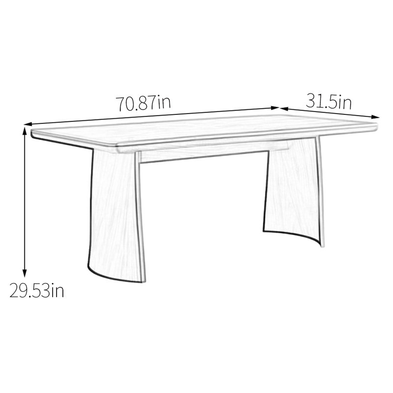 Table de salle à manger rectangulaire en pierre frittée, Tanné, H 29,53 po x L 70,87 po x l 31,5 po