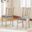 4 chaises de salle à manger en bois rembourrées en tissu avec dossier haut incurvé gris + blanc-623419816-623419830