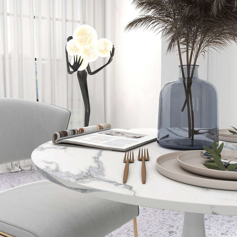 Brannock Round Metal Base Dining Table, Grey