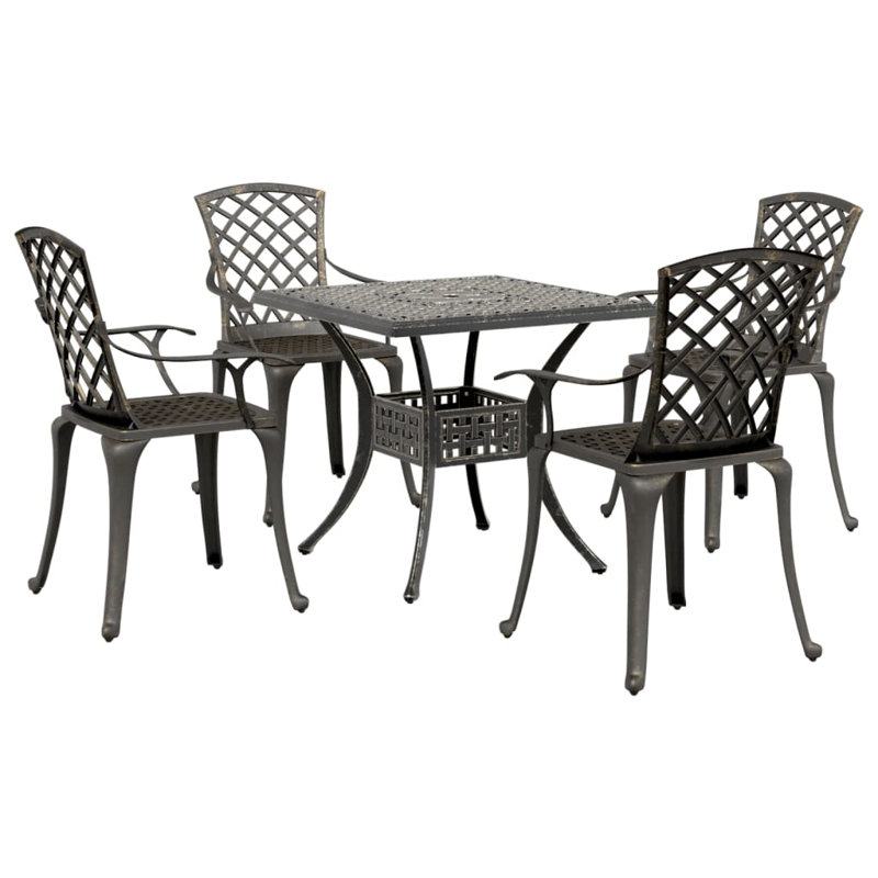 4 - Person Patio Dining Set with Square Table, Bronze