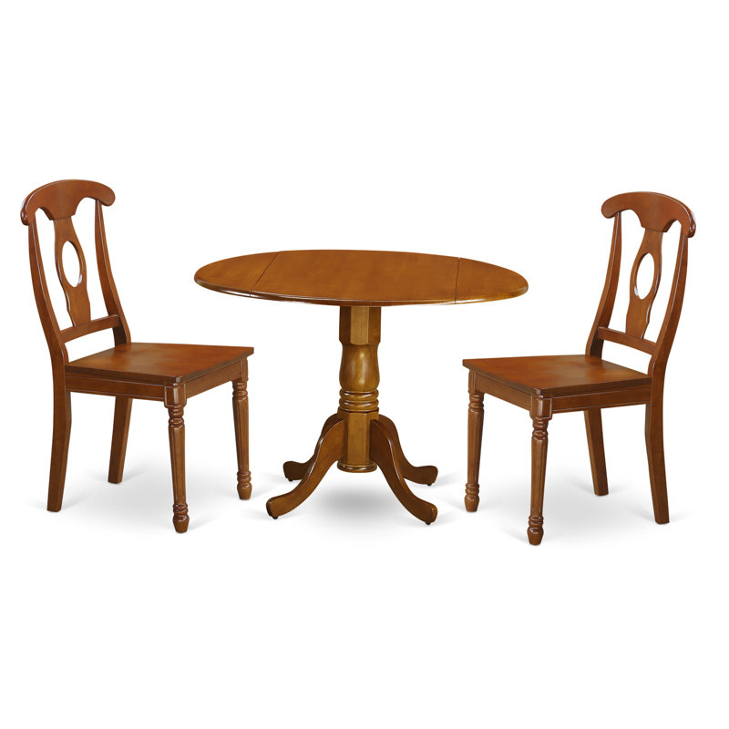 Ensemble de salle à manger Maytham, 3 pièces: table, 2 chaises, Brun selle sans coussin