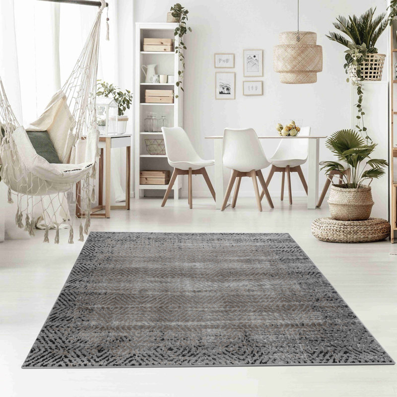 Tapis intérieur / extérieur brun / noir à motif géométrique de 8 pi x 11 pi (7 pi 10 po x 10 pi 10 po) de Branch Branch Ihsan