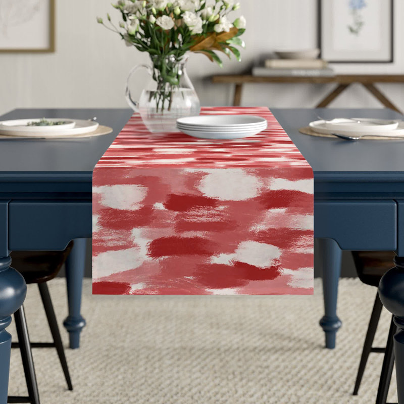 Chemin de table Maribeth, 90 po x 16 po, Abstrait, Rouge