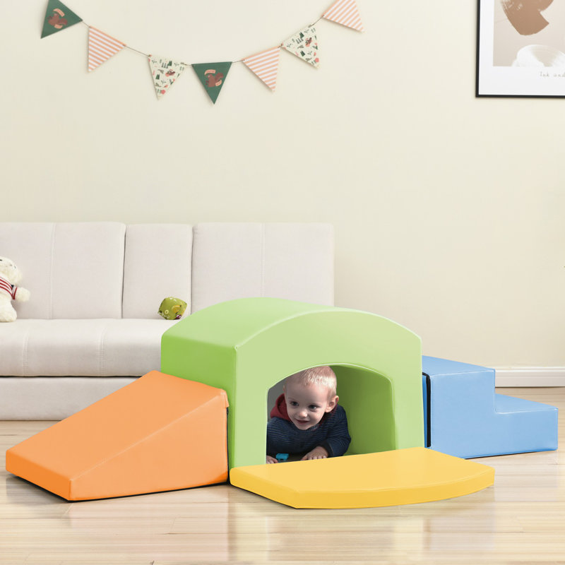 Colourful Soft Climb and Crawl Foam Playset 7 in 1, Soft Play Equipment Climb and Crawl Playground for Toddlers
