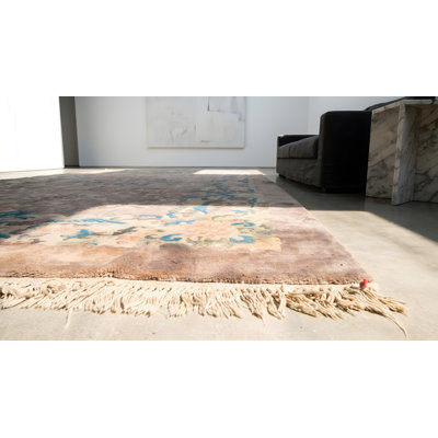 Neutral Purple Antique Chinese Crane Design Large Long and Narrow Size Peking Rug