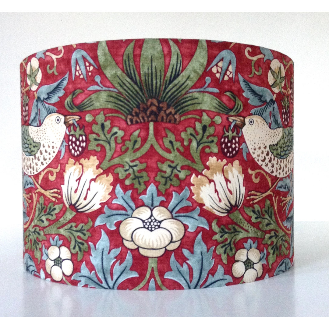 20Cm H Cotton Drum Pendant Shade ( Screw On ) in Red