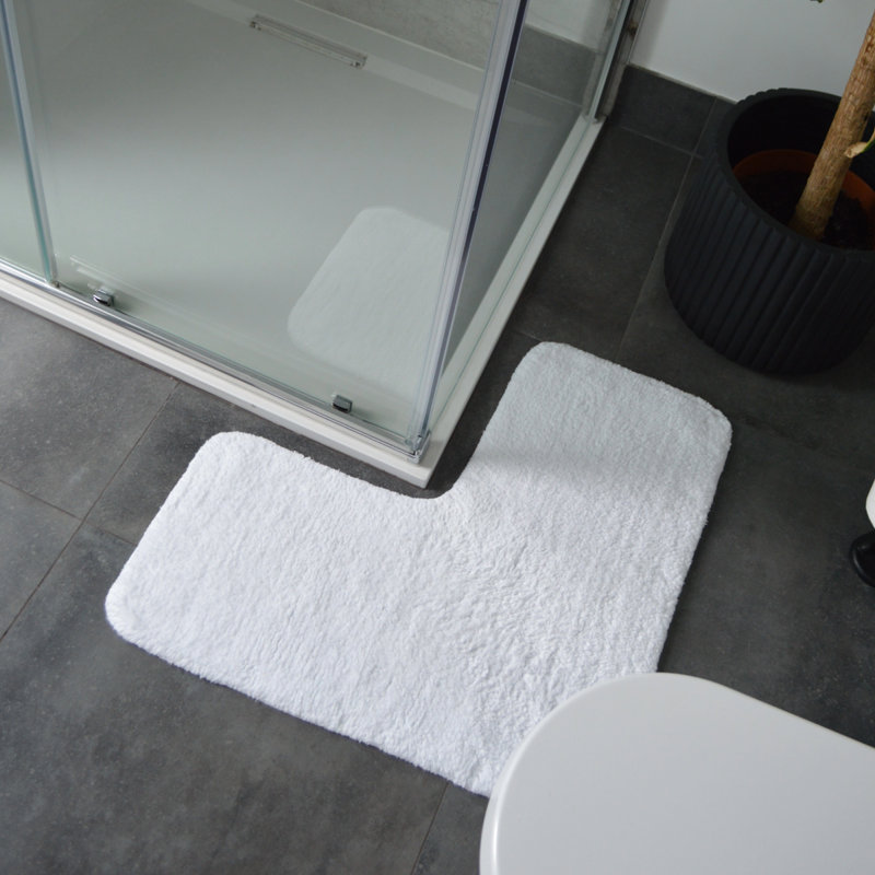 Afruza Corner Shower Bath Mat, White