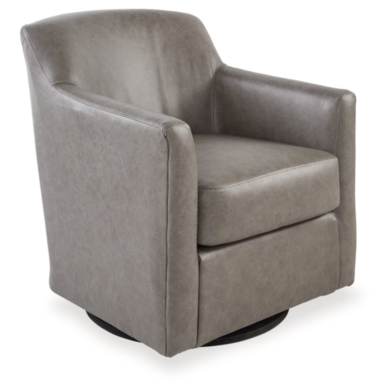 Bradney Upholstered Swivel Accent Chair, Gray Faux Leather