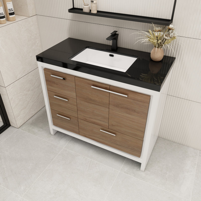 Ensemble de meuble-lavabo simple 42 po Eolia, Chêne blanc
