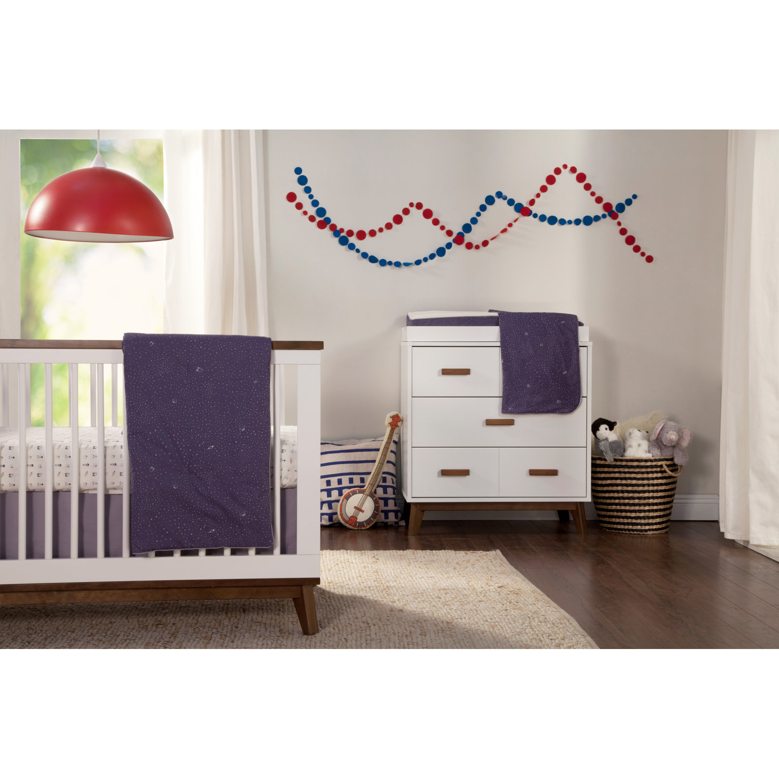 Scoot 3-Drawer Changing Table, White/Walnut