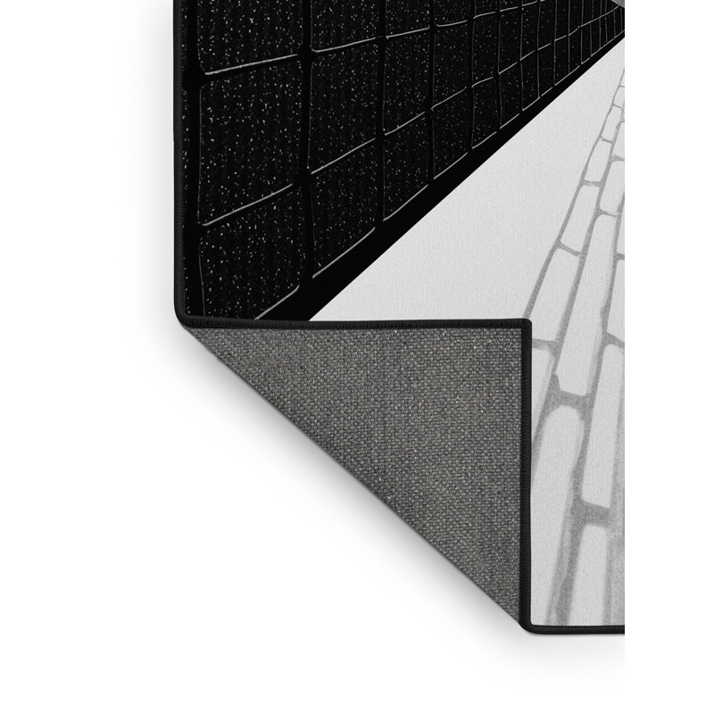 Tapis en peluche doux et moelleux en filet de volleyball moderne et contemporain Eleni, 3 X 5